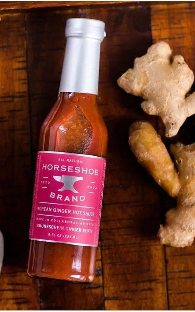 Korean Ginger Hot Sauce - Collaboration with Horseshoe Brand Hot Sauce ImmuneSchein Ginger Elixirs 