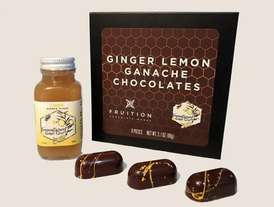 Lemon Ginger Chocolate Ganaches - ImmuneSchein & Fruition Chocolate Works - ImmuneSchein Chocolates  