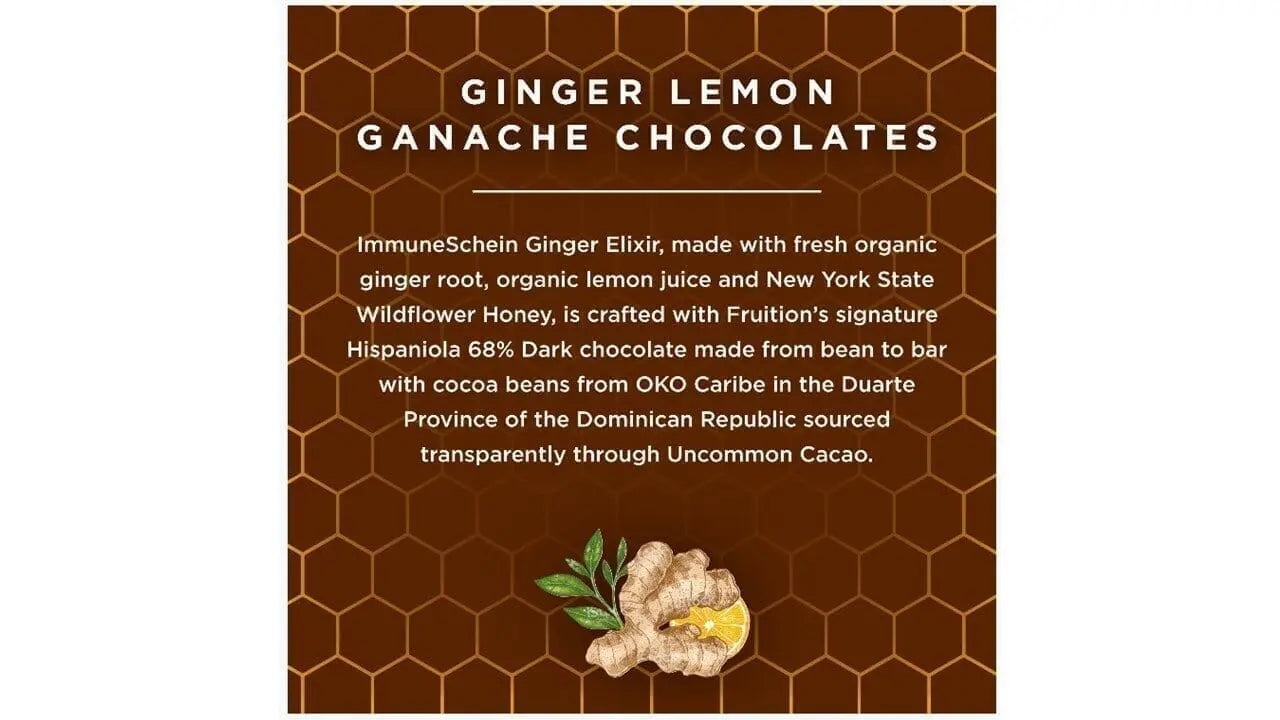 Lemon Ginger Chocolate Ganaches - ImmuneSchein & Fruition Chocolate Works - ImmuneSchein Chocolates  