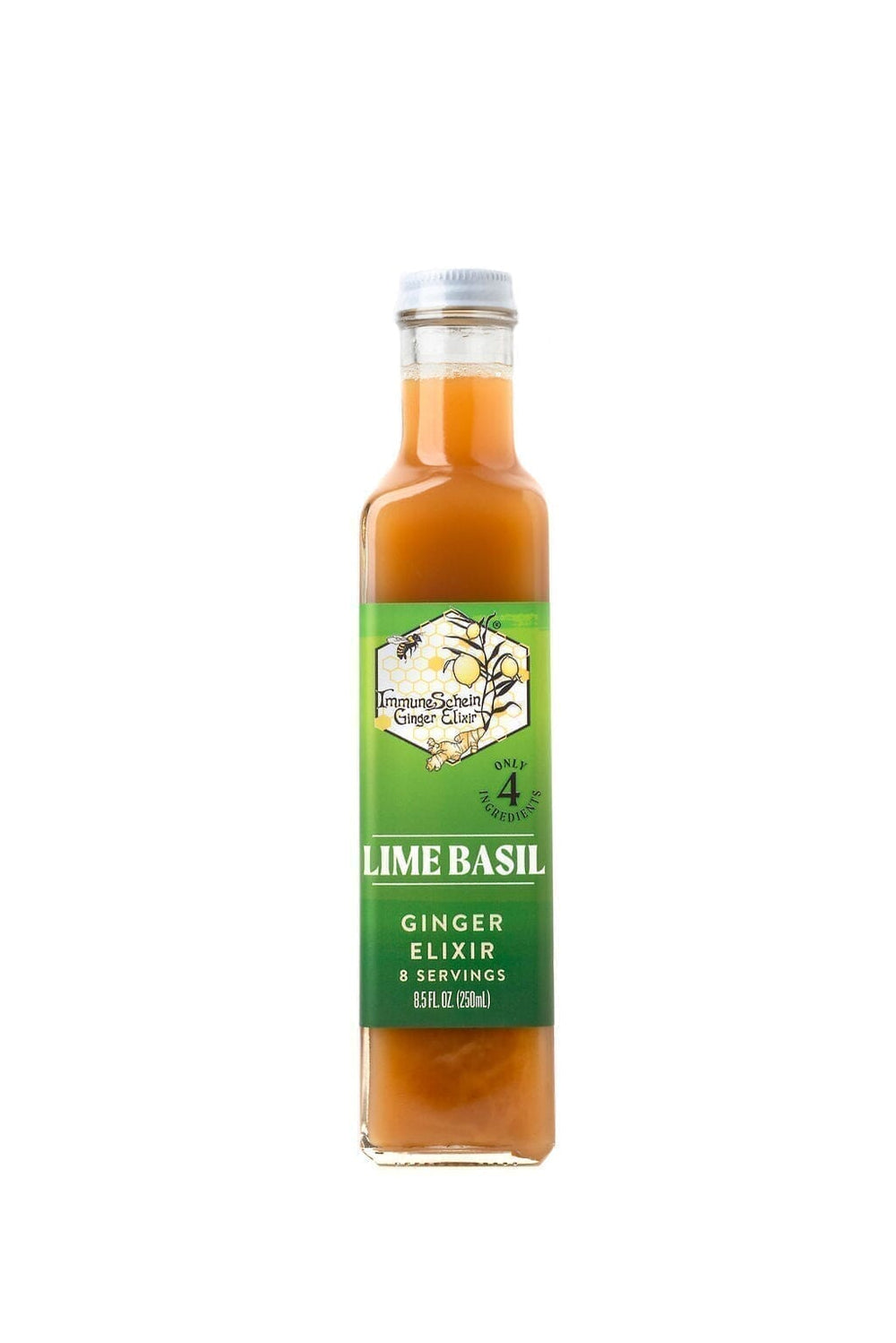 Lime Basil Ginger Elixir Ginger Elixir ImmuneSchein Ginger Elixirs 8.5 oz. 